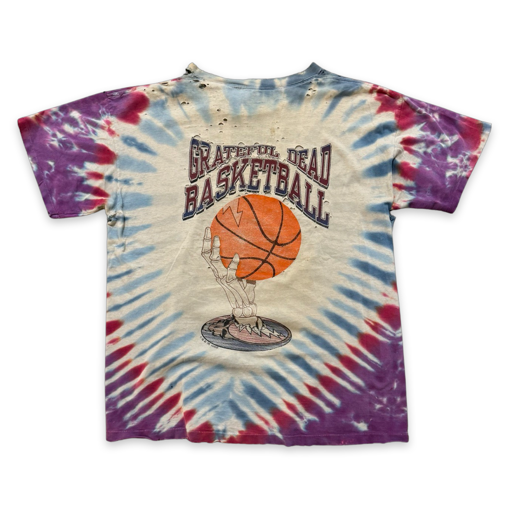 90s Grateful Dead Basketball Tee Shredded Tie Dye