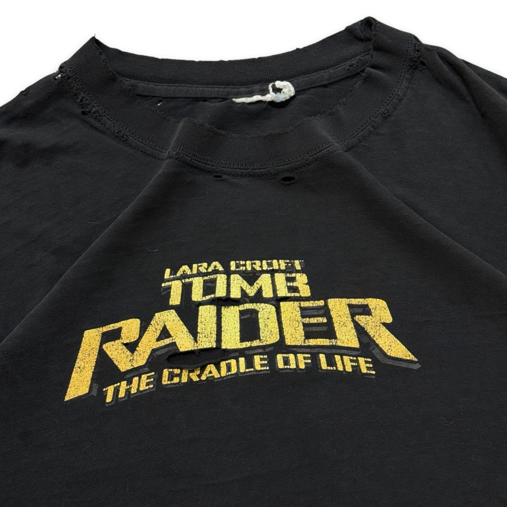 Tomb Raider Logo Tee Thrashed Black