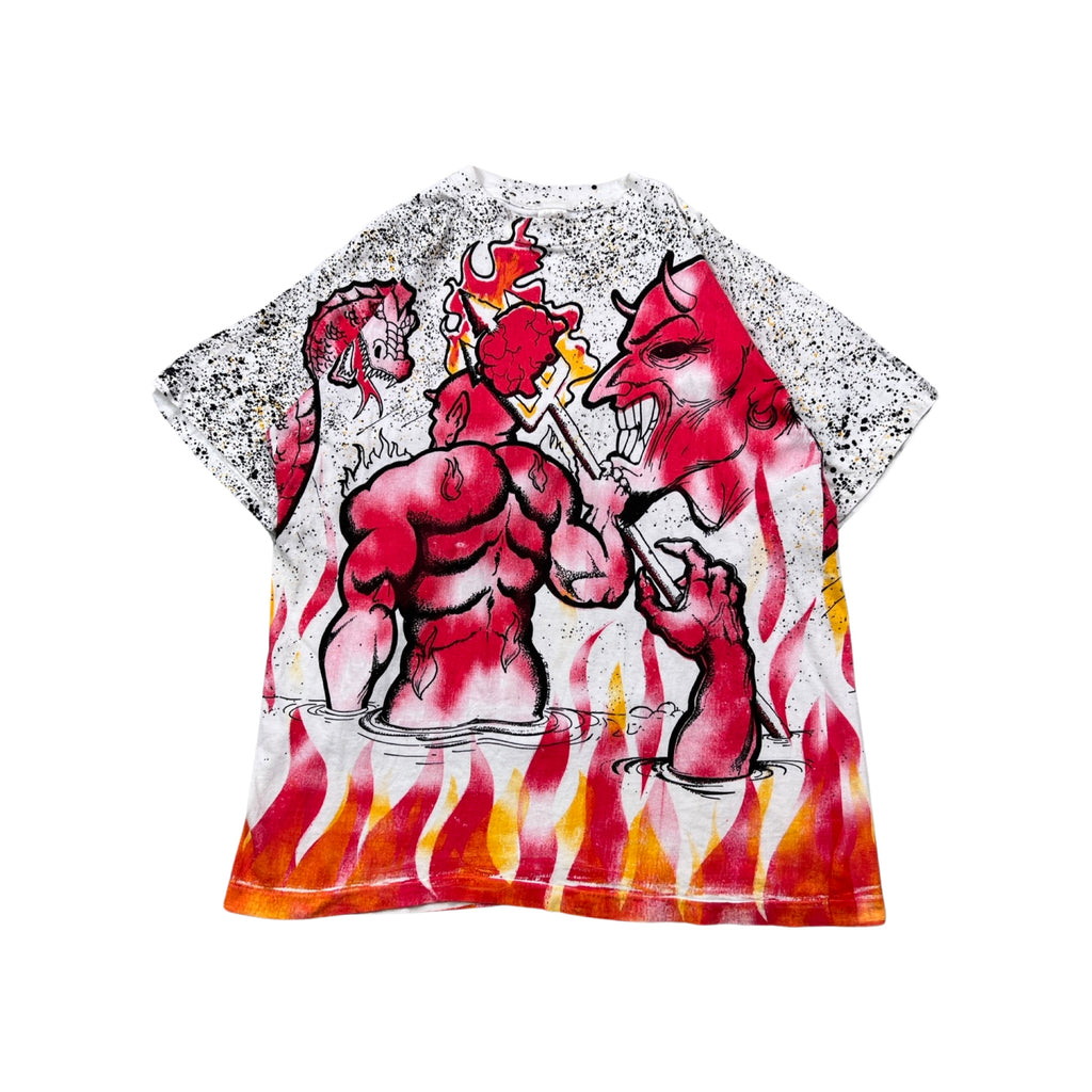 Crazy Devil All Over Print Shirt White Red