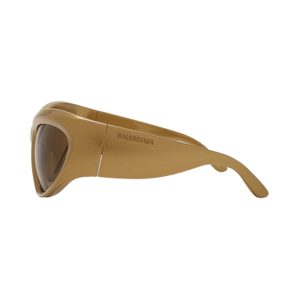 BALENCIAGA Wrap Sunglasses Shiny Solid Metallic Antique Gold