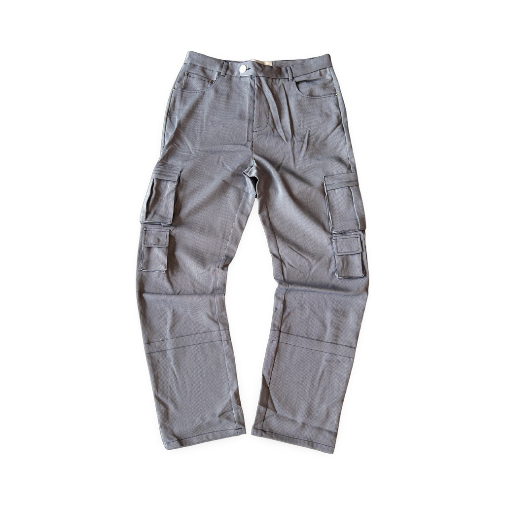 Yitai Striped Utility Cargo Tech Pants Grey