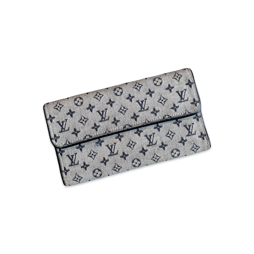 Louis Vuitton Monogram Mini Lin Porte Tresor Wallet Navy