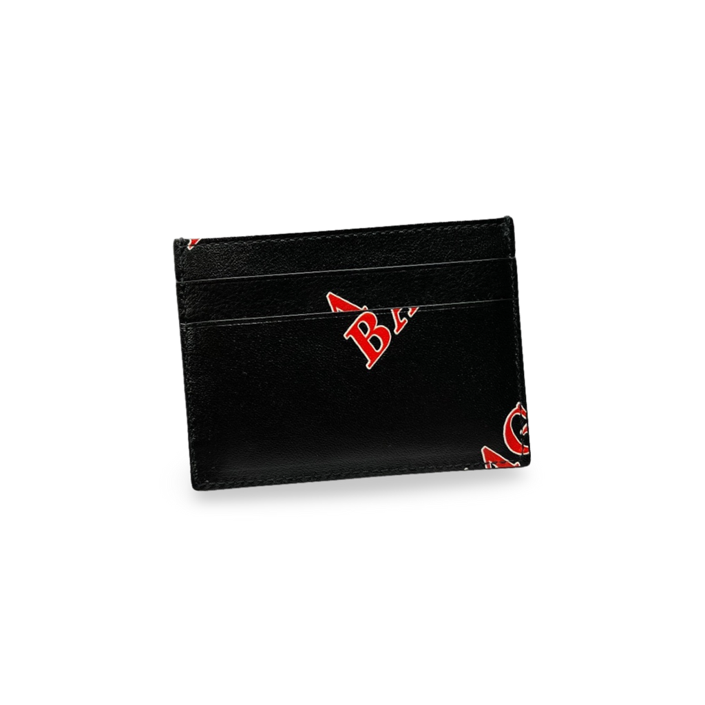 Balenciaga Logo Leather Card Holder Red/Black