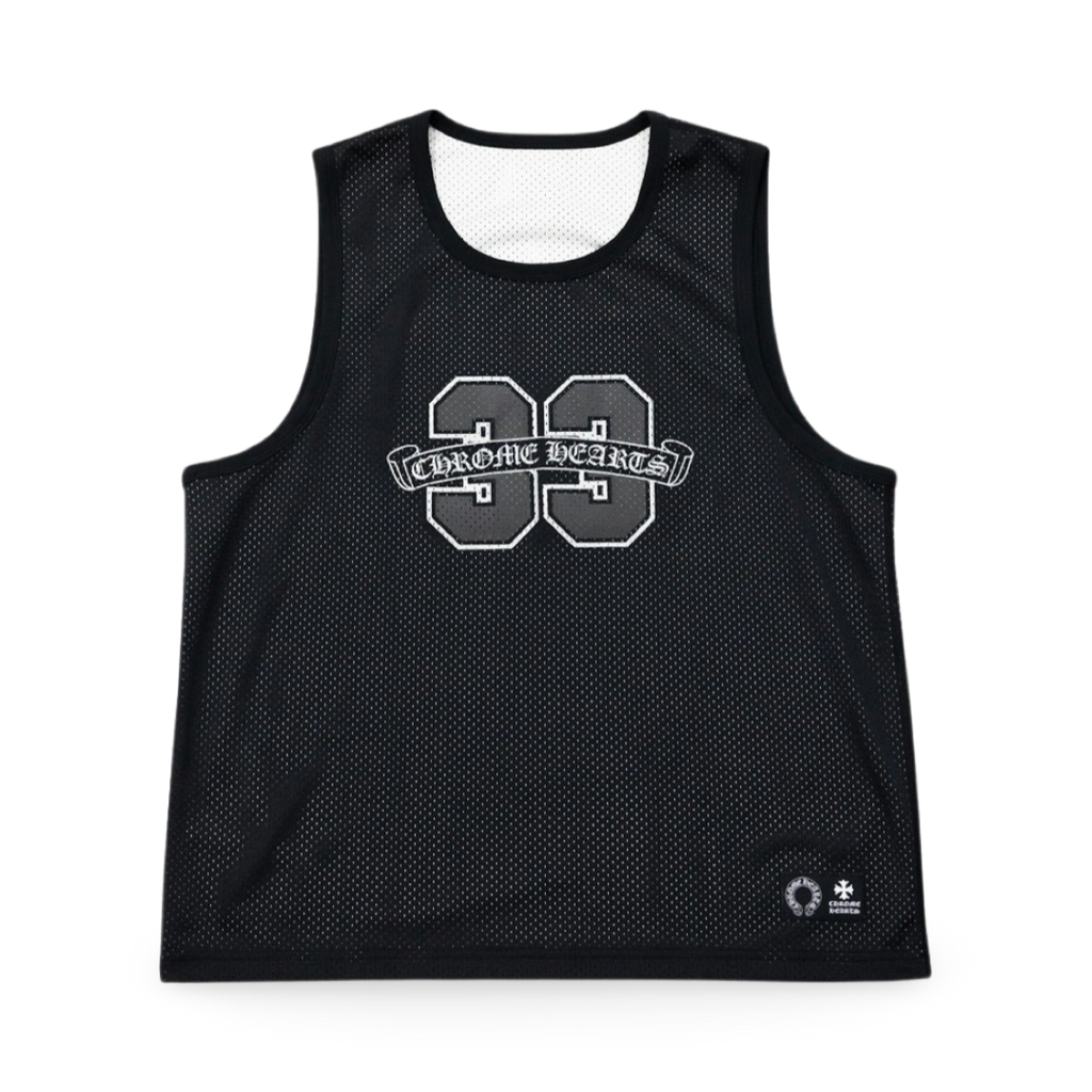 Chrome Hearts Reversible Mesh Basketball Jersey Black Silver