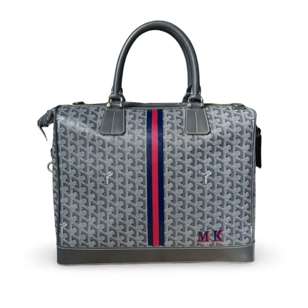 Goyard Victoria GM Travel Bag (MK) Grey/ Navy Red Stipe