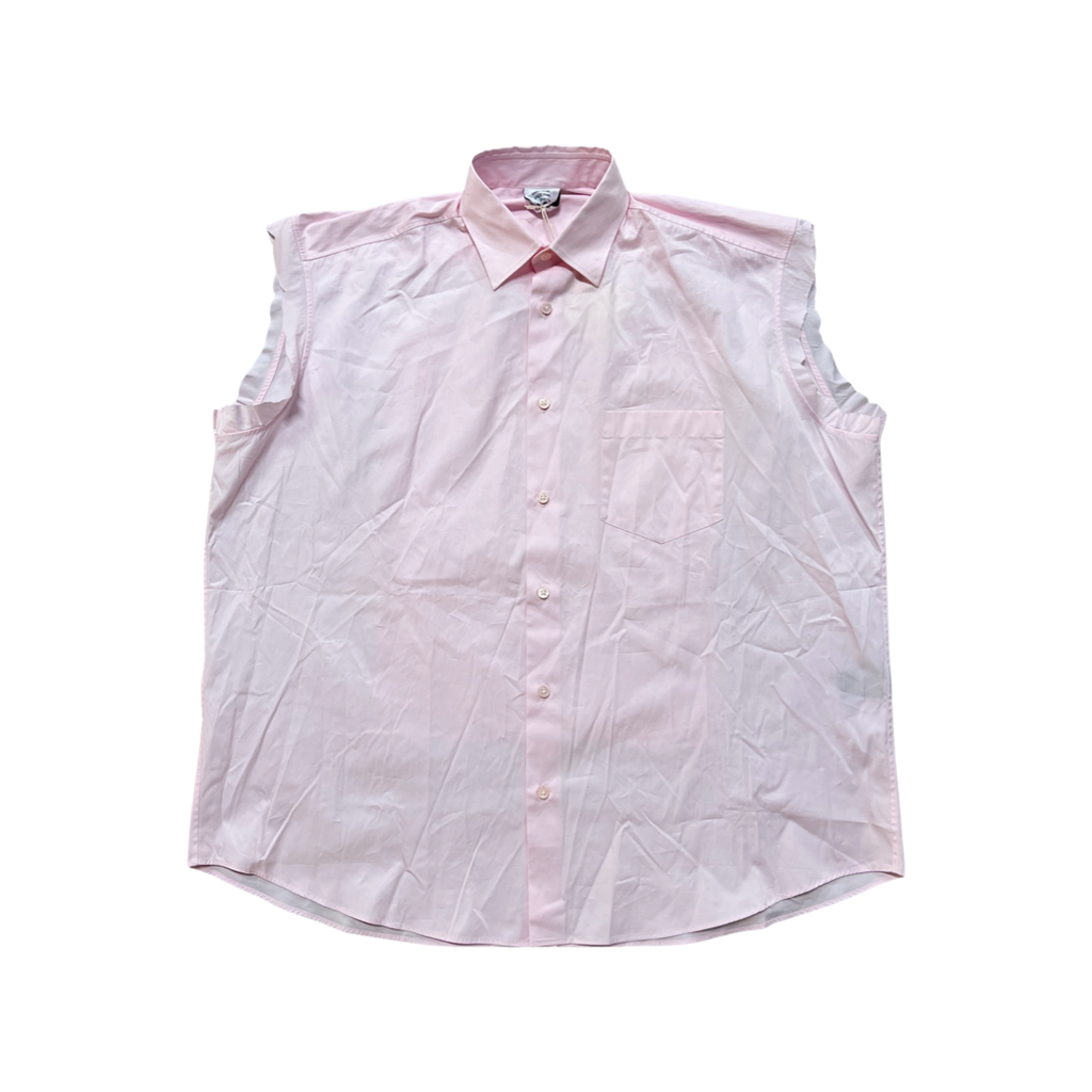 Vetements Patched Back Oversized Sleeveless Shirt Poplin Baby Pink