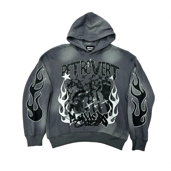 Retrovert Flame Hoodie Grey