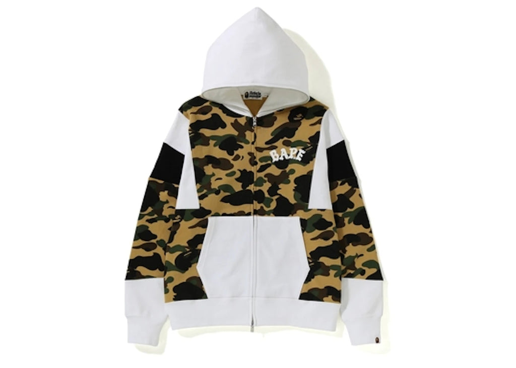 BAPE 1st Camo Color Block Full Zip Hoodie Yellow