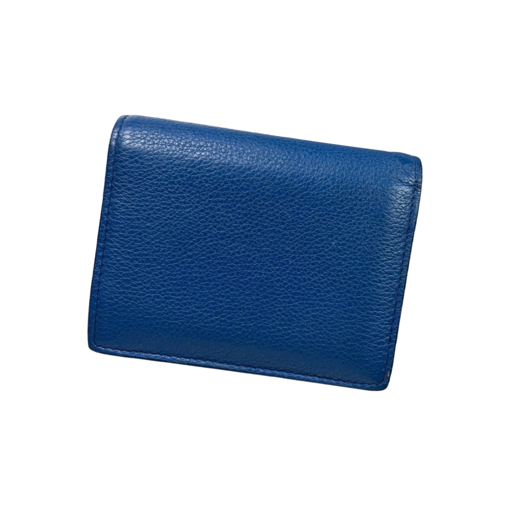 Prada Vitello Leather Card Holder Wallet Blue / Orange