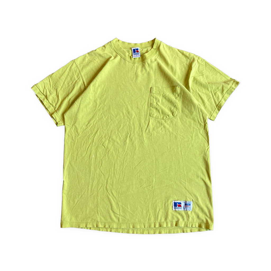 90s Russell Athletic Pocket T-Shirt Yellow Green