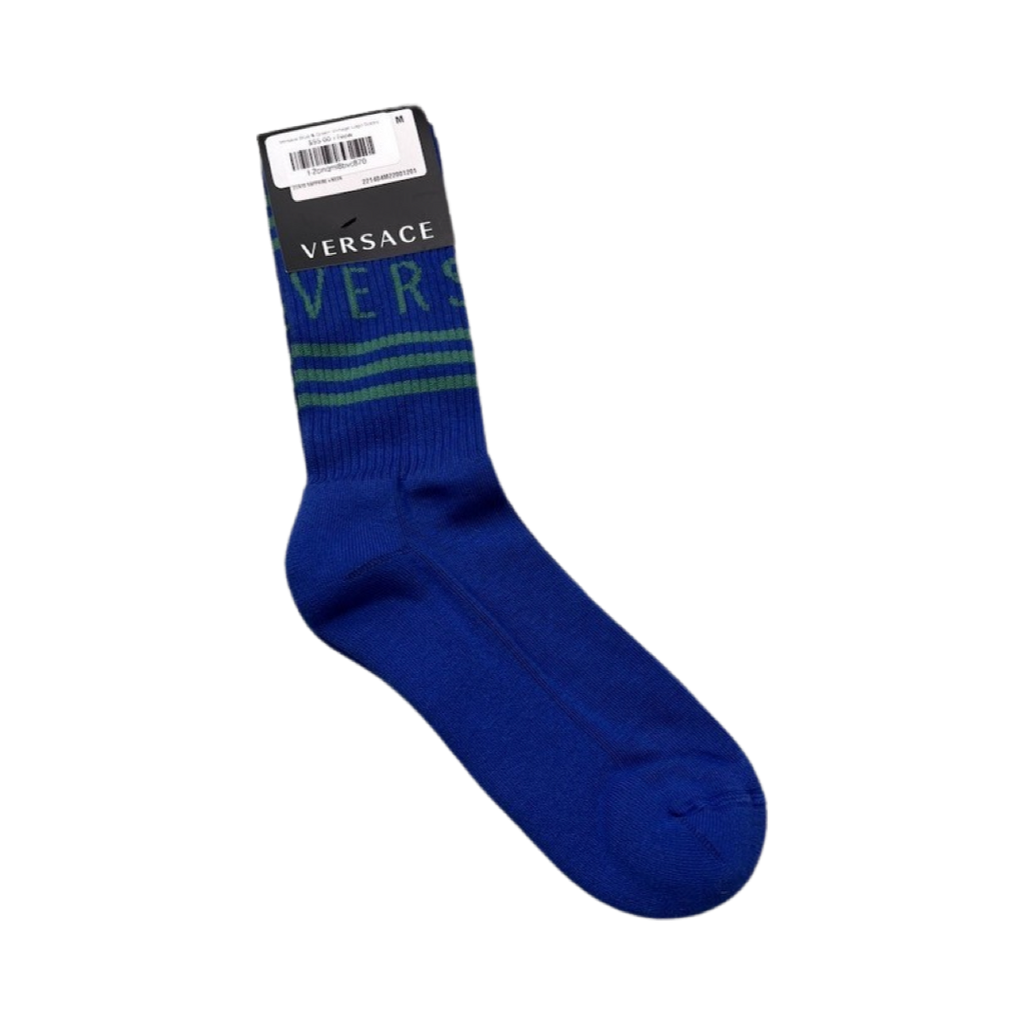 Versace Vintage Logo Socks Blue & Green