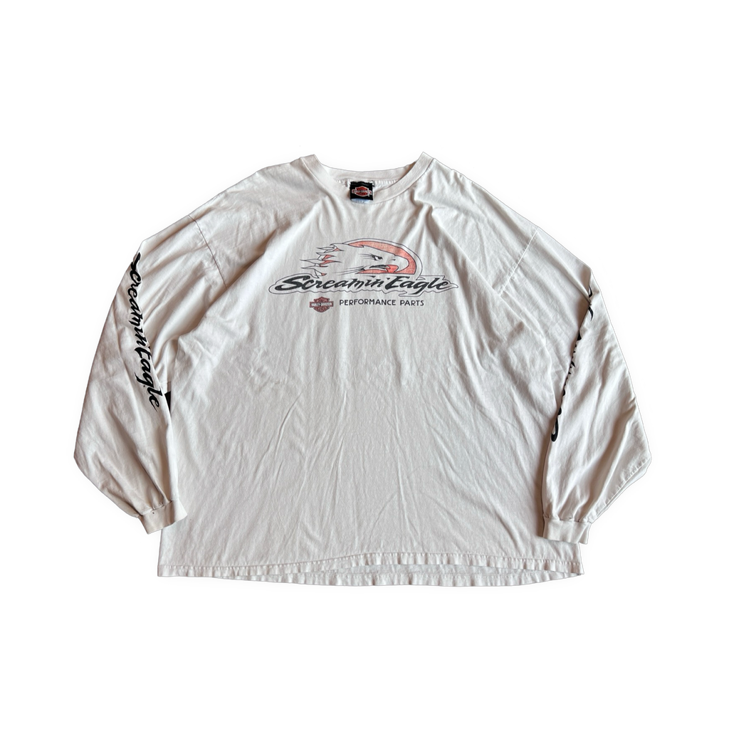 90s Screamin Eagle Harley Longsleeve T-Shirt White