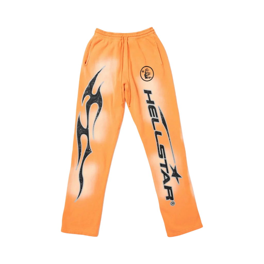 Hellstar Fire Orange Flare Bottom Sweatpants Orange Dye