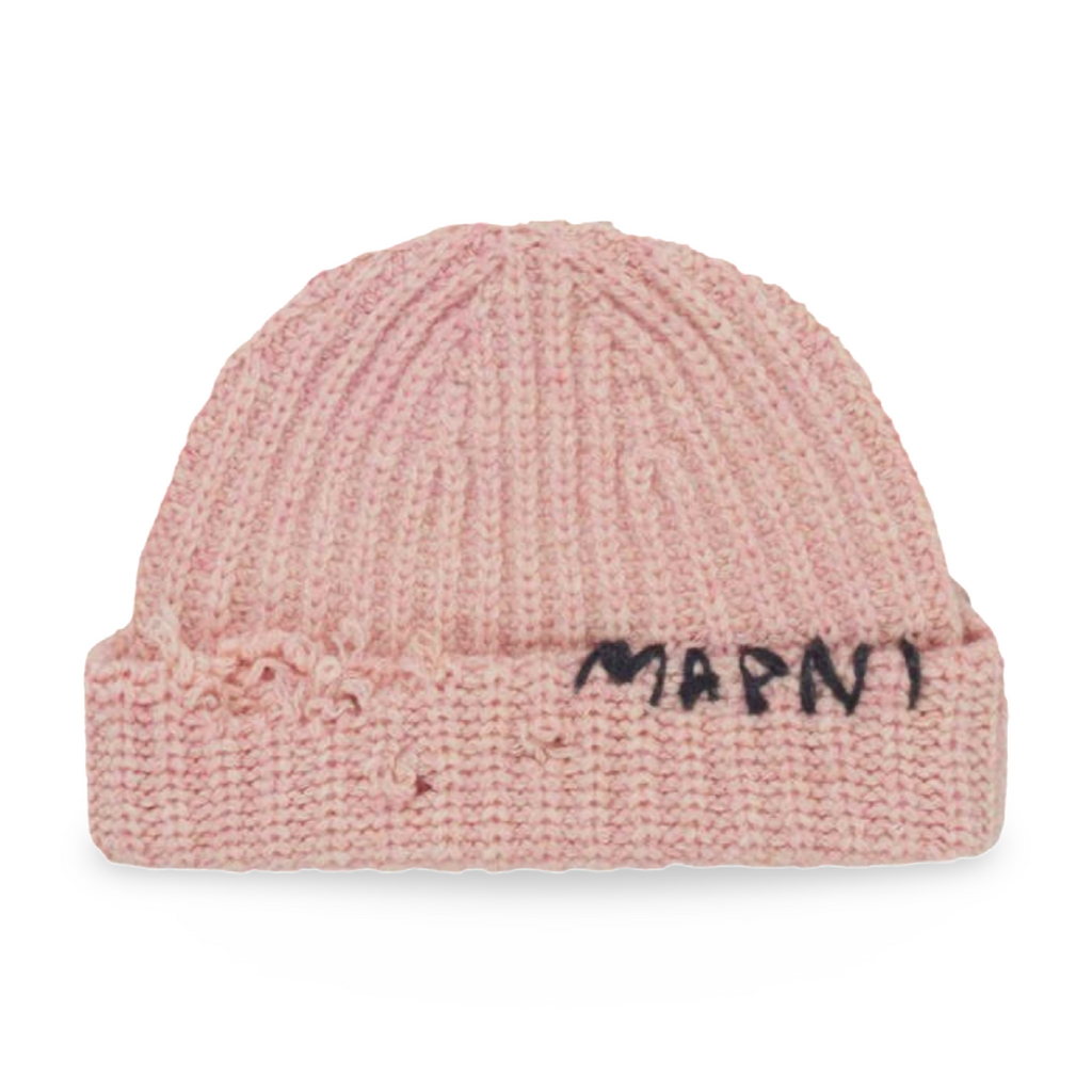 Marni Hand-Stitched Logo Beanie Pink