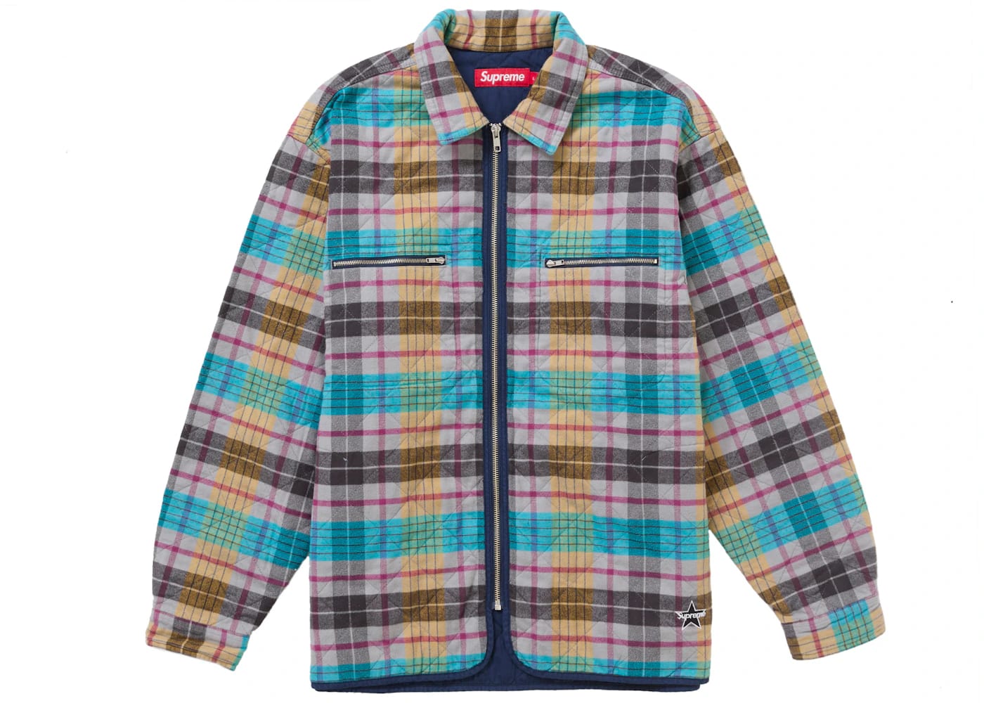 Supreme Quilted Flannel Zip Up Shirt Multicolor – Motion.