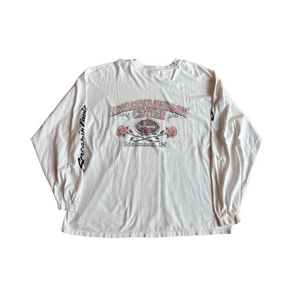 90s Screamin Eagle Harley Longsleeve T-Shirt White