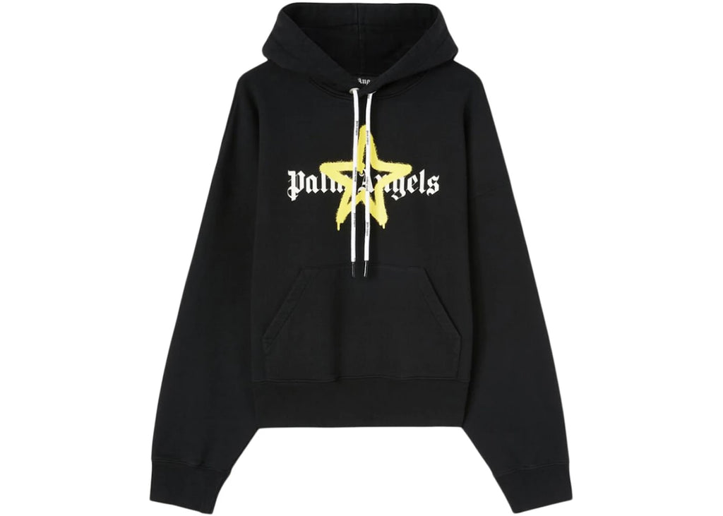 Palm Angels Star Sprayed Hoodie Black/Yellow