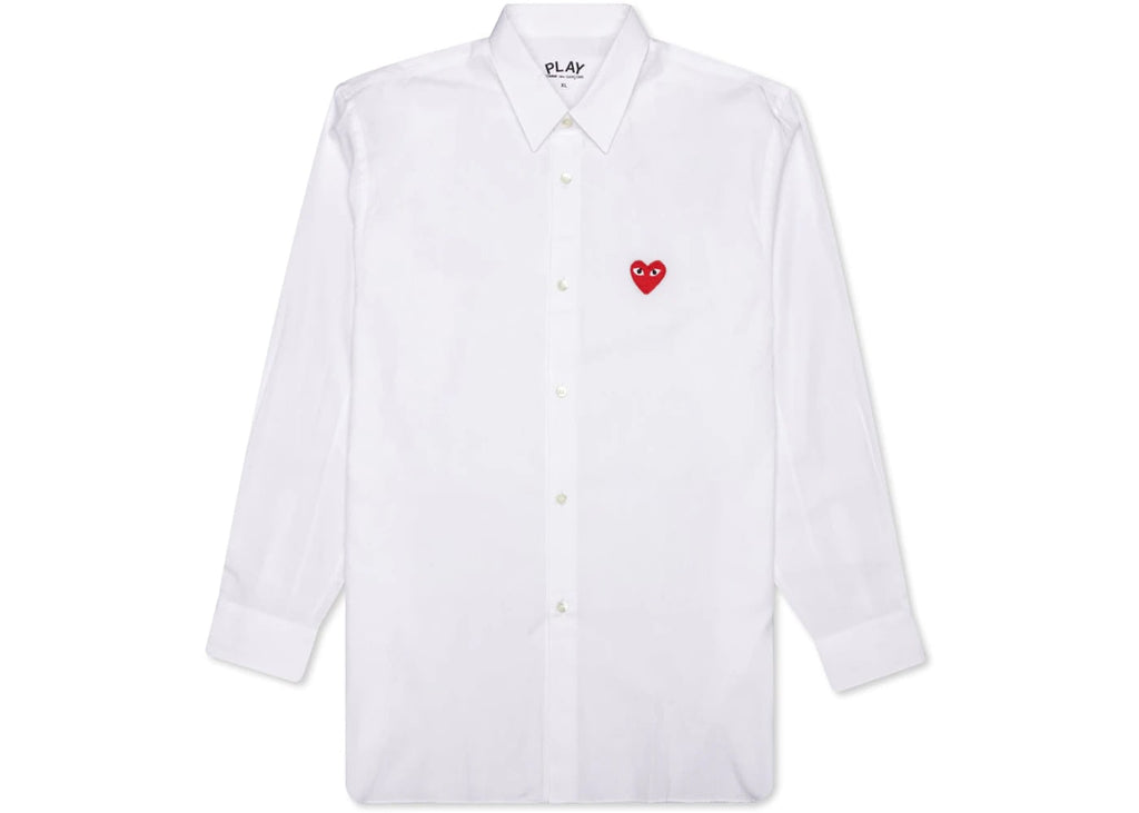 Comme des Garcons PLAY Play Red Emblem Button Up Shirt White