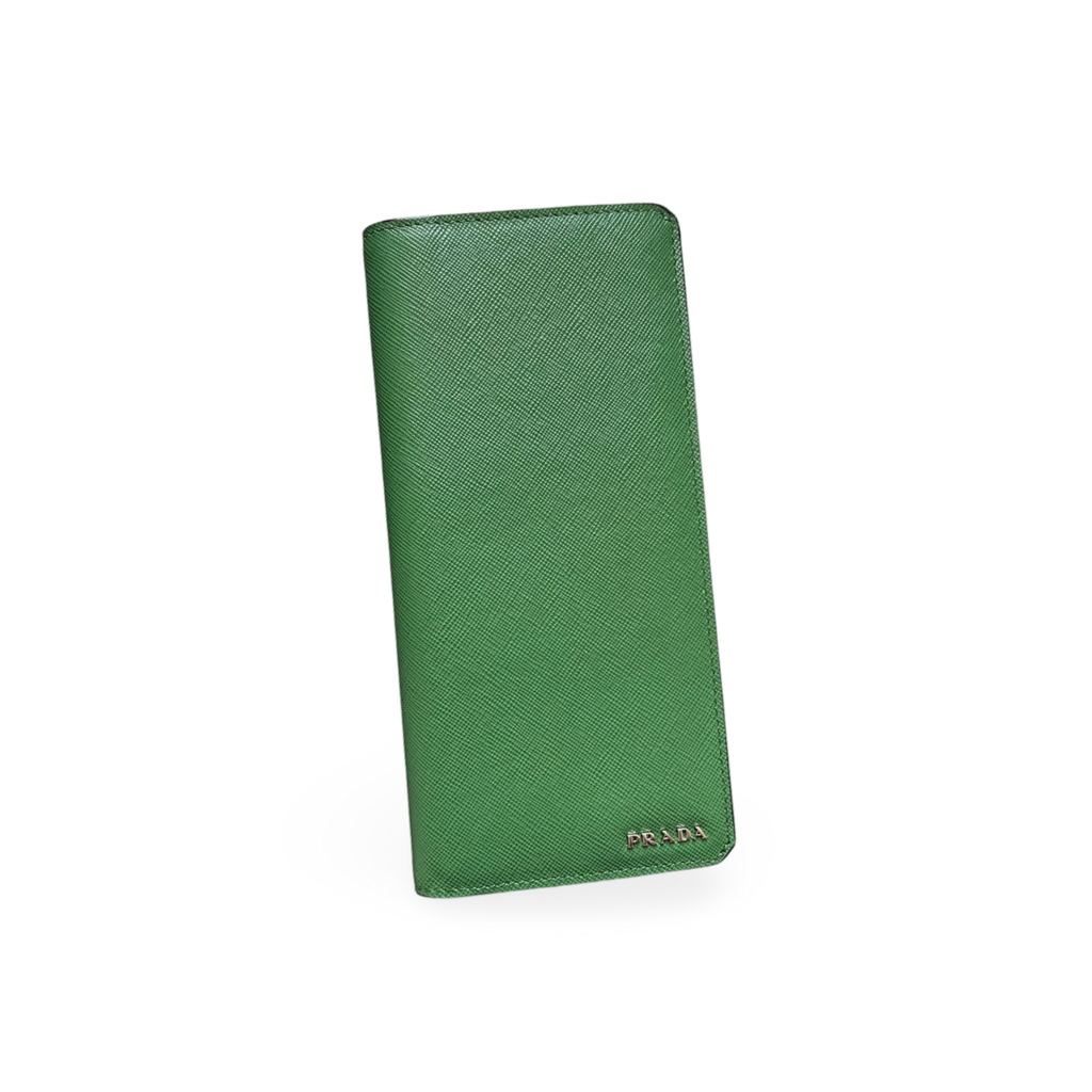 Prada Saffiano Long Wallet Green