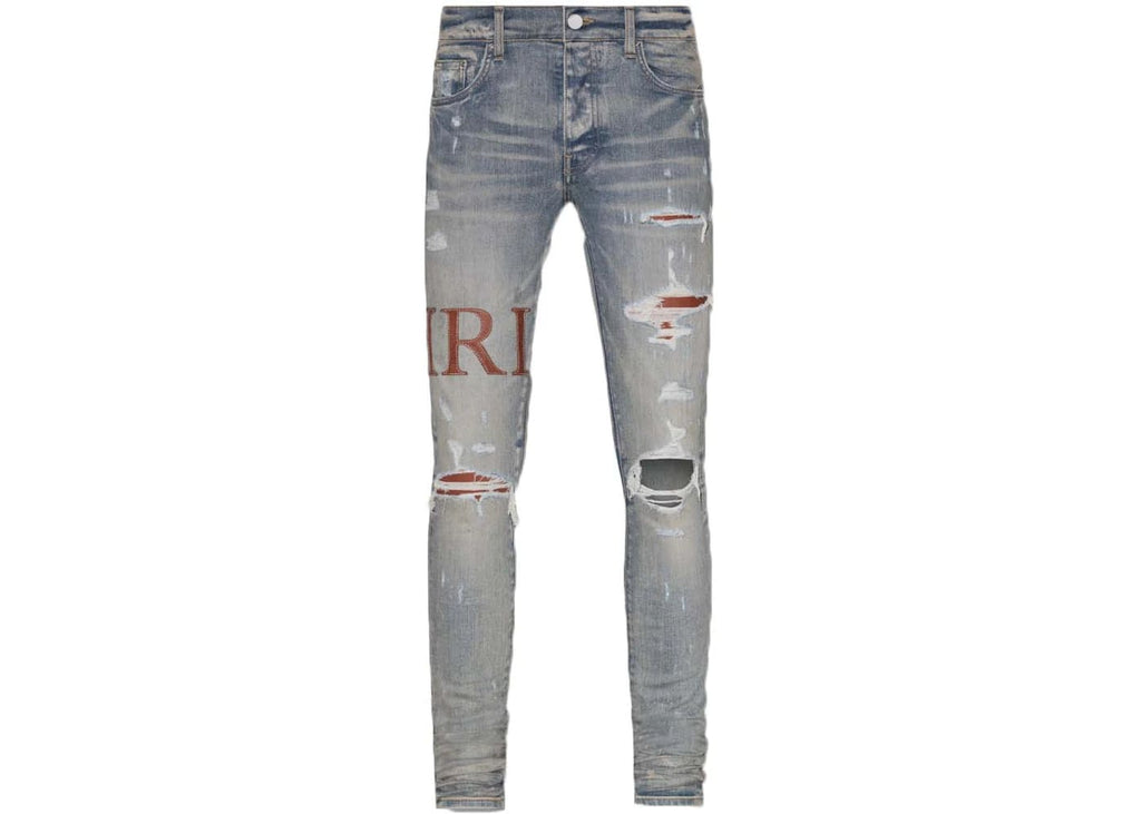 AMIRI Leather Stitch Logo Clay Indigo Jean Blue