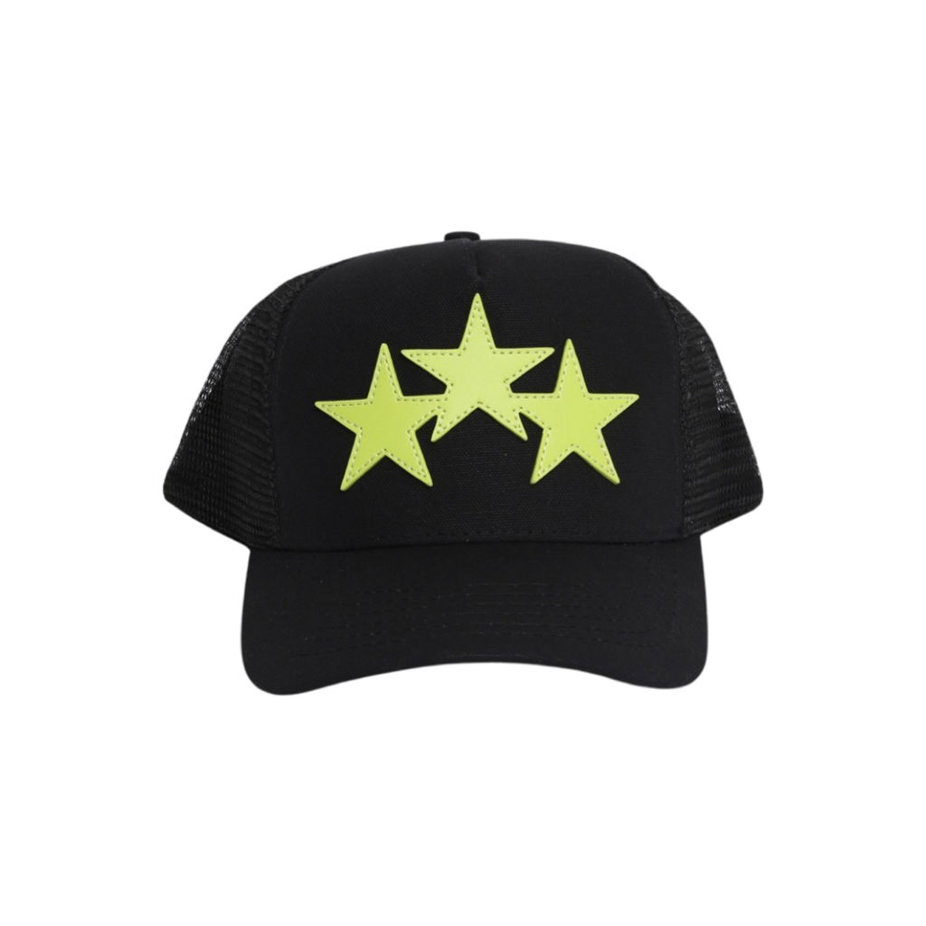 Amiri Three Star Trucker Hat Black Lime