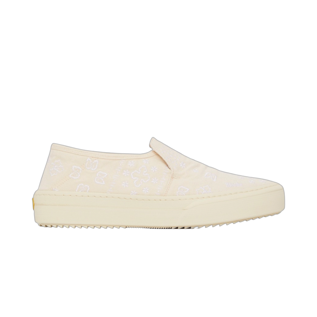 Rhude Embroidered Slip On Sneakers Beige White