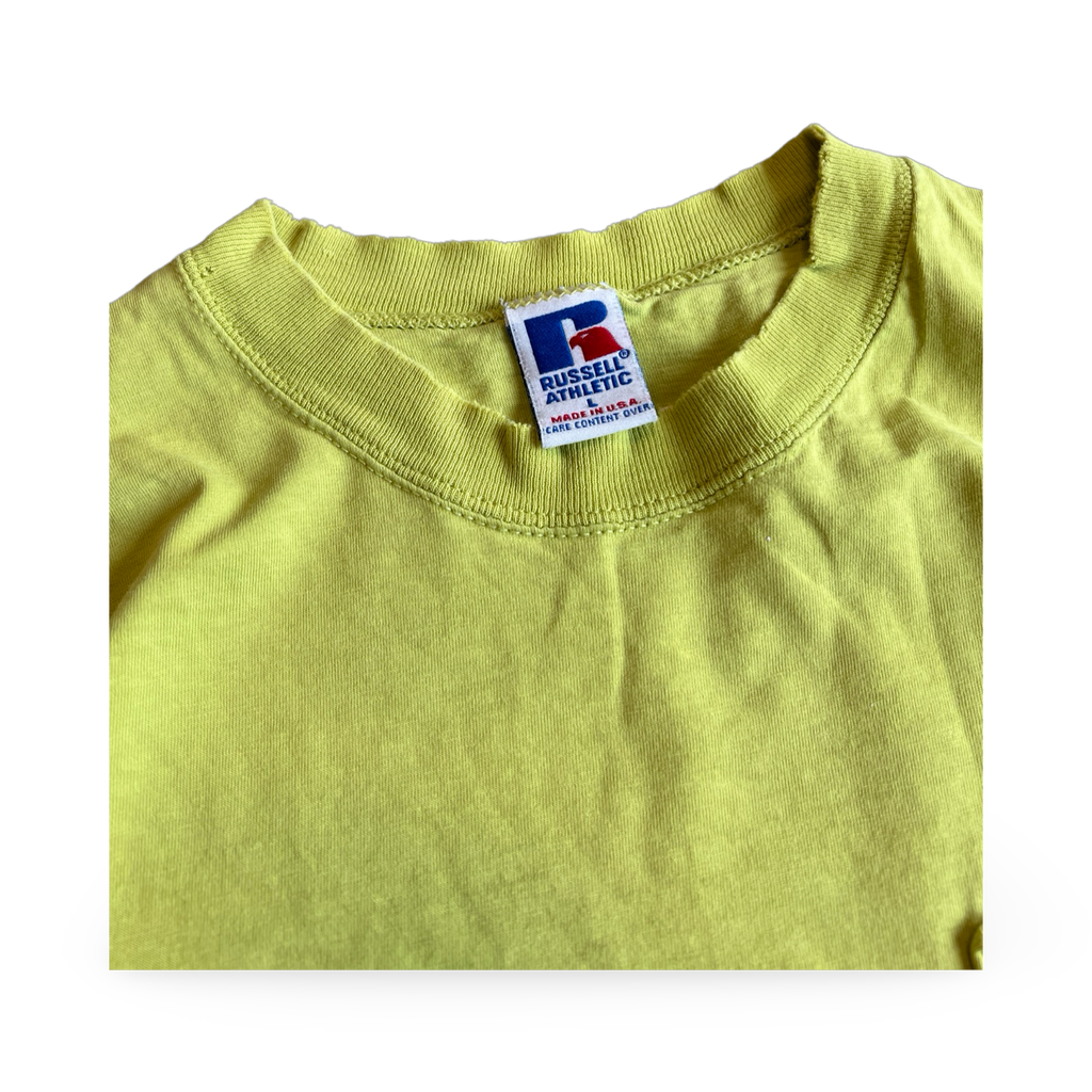 90s Russell Athletic Pocket T-Shirt Yellow Green