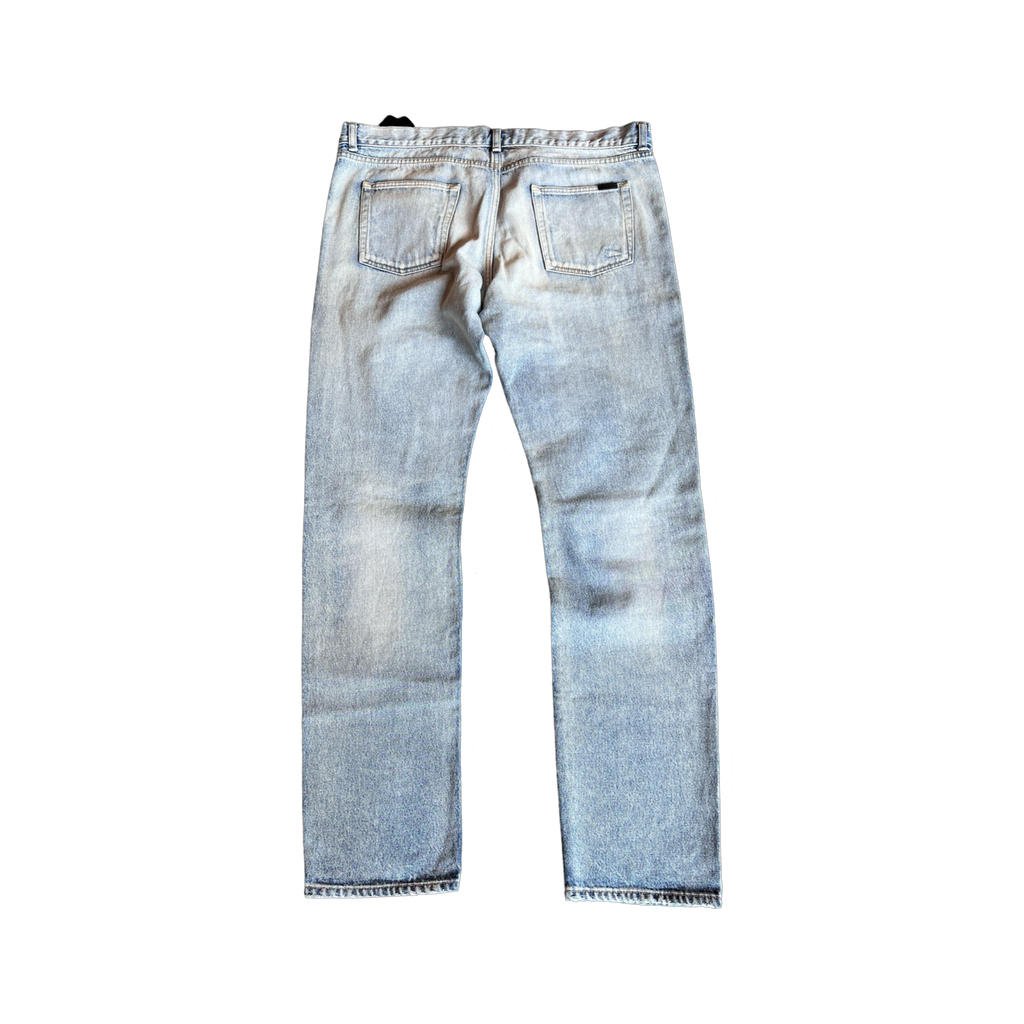 Saint Laurent Light Wash Distressed Denim Pants