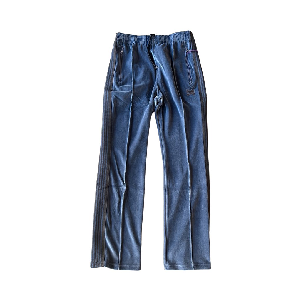 Needles Velour Narrow Track Pant Smoke Blue