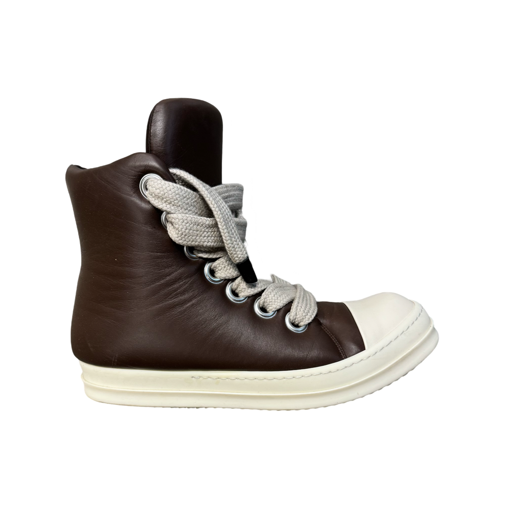 Rick Owens Jumbo Lace Padded Sneaks High Brown