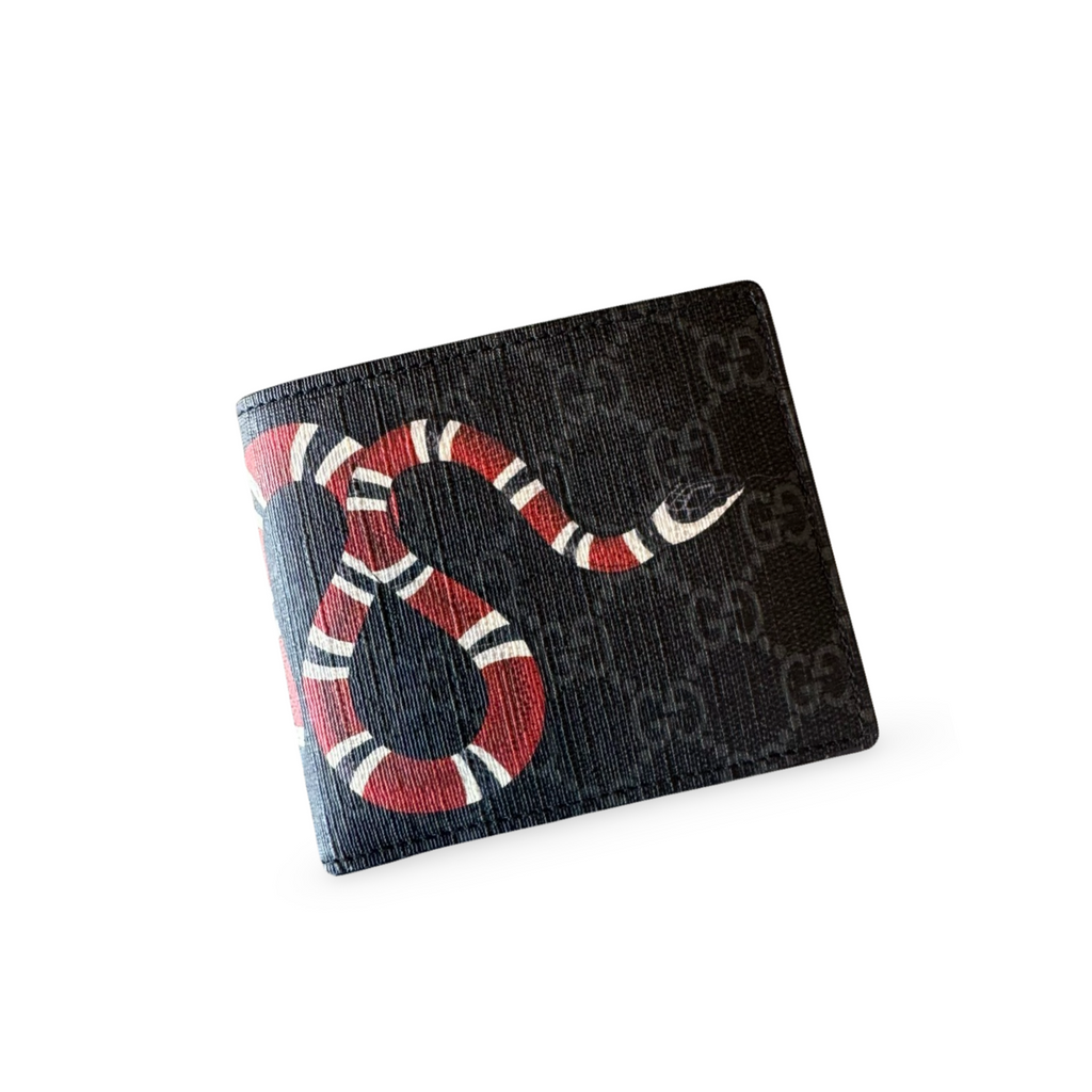Gucci King Snake Monogram Bifold Wallet Black