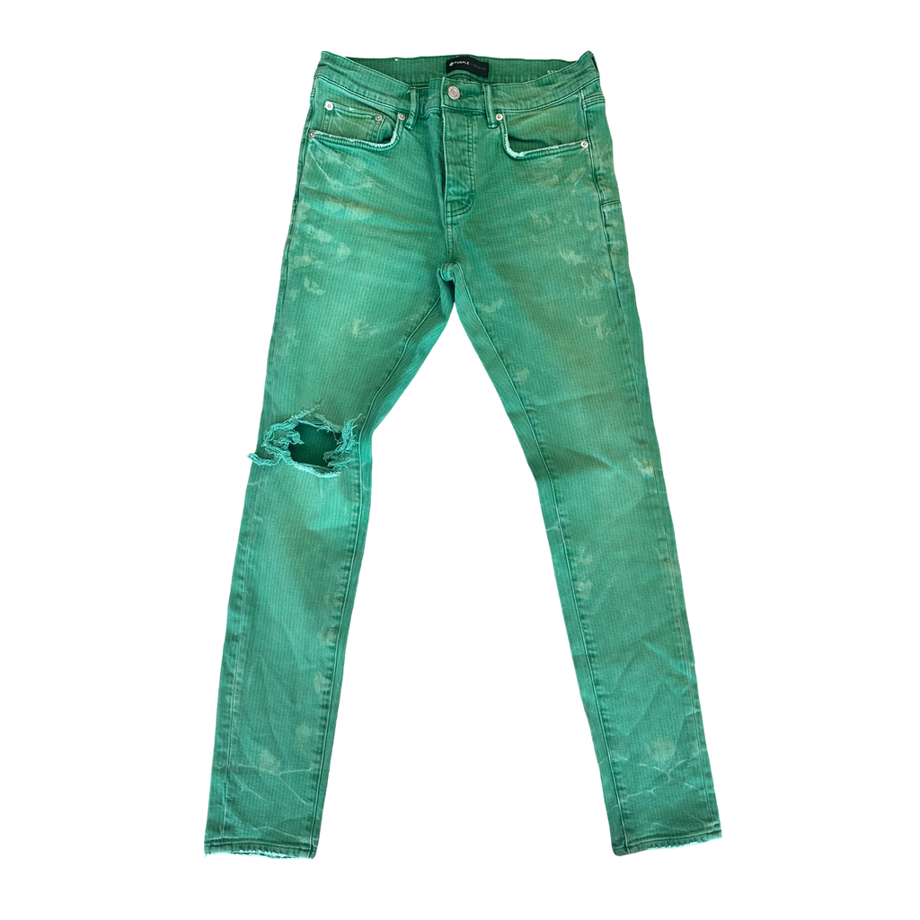 Purple Jeans Green Hickory Stripe