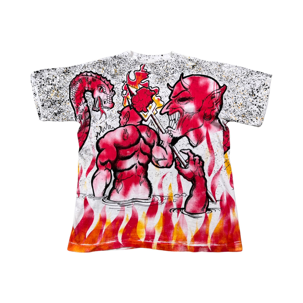 Crazy Devil All Over Print Shirt White Red