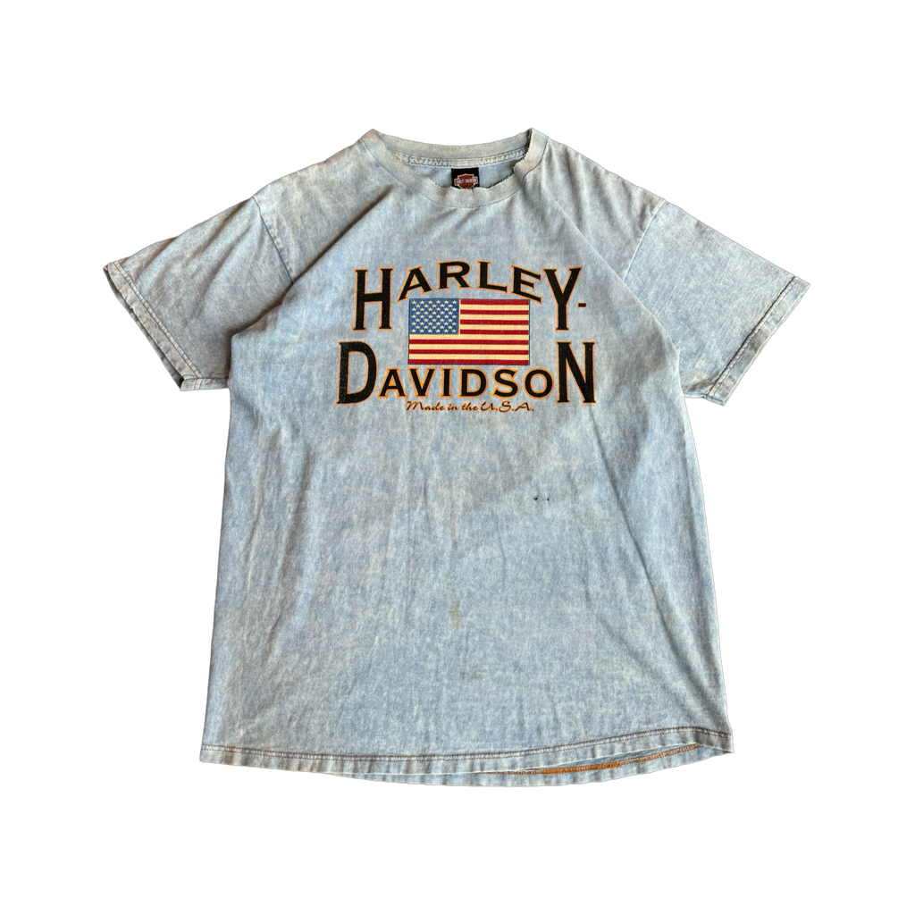 90s Harley Davidson Distressed T-Shirt Faded Blue