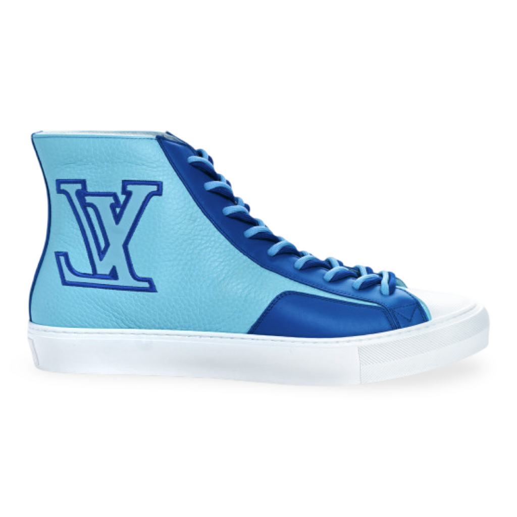 Louis Vuitton Leather Printed Sneakers Blue / Light Blue