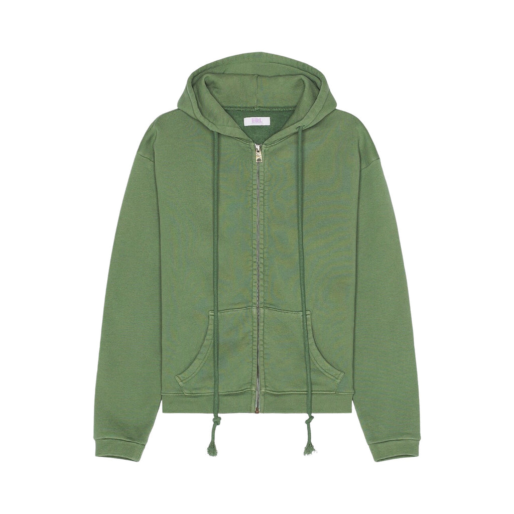 ERL Unisex Zipped Fleece Hoodie Knit Green