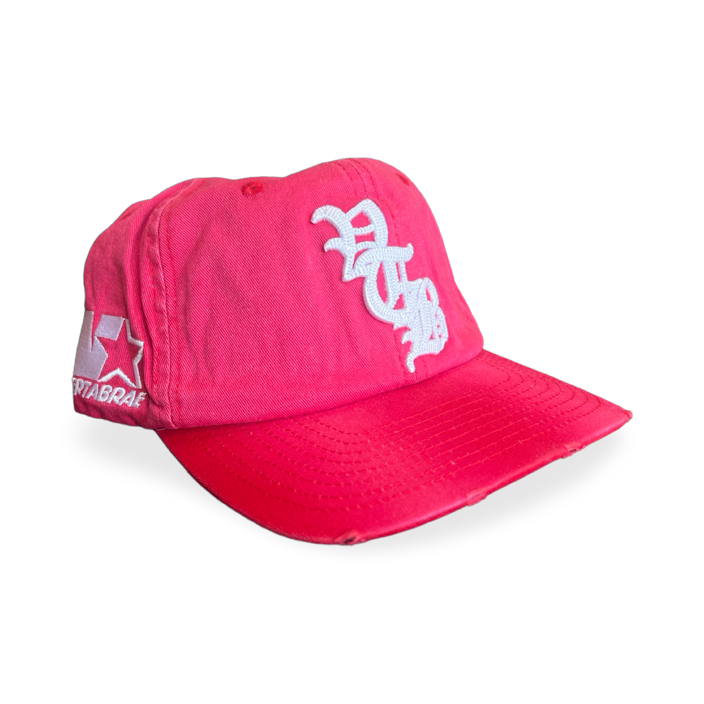 Vertabrae Distressed Snapback Hat Red