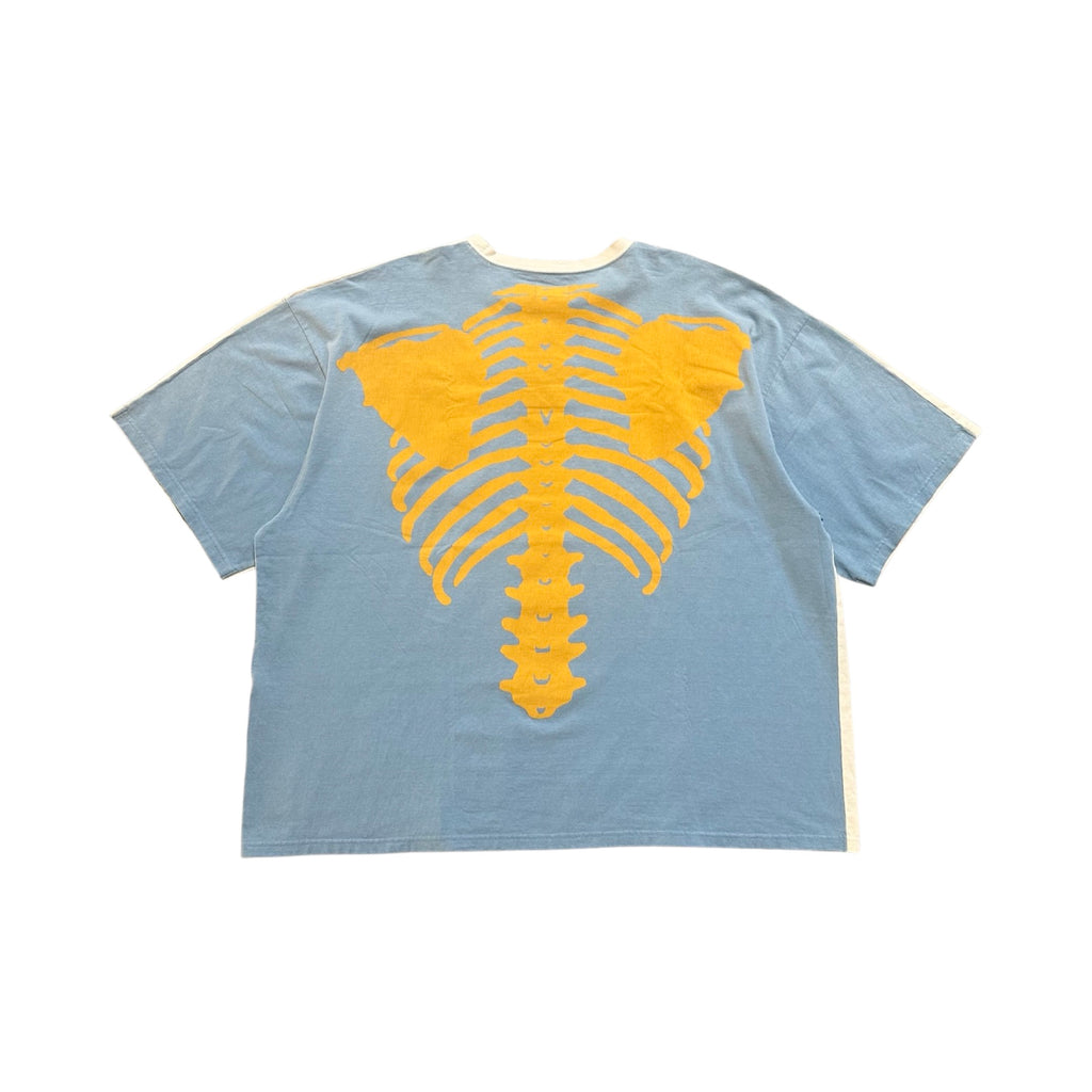 Kapital 2Tone Big Skeleton Pocket Tee Blue Yellow Cream