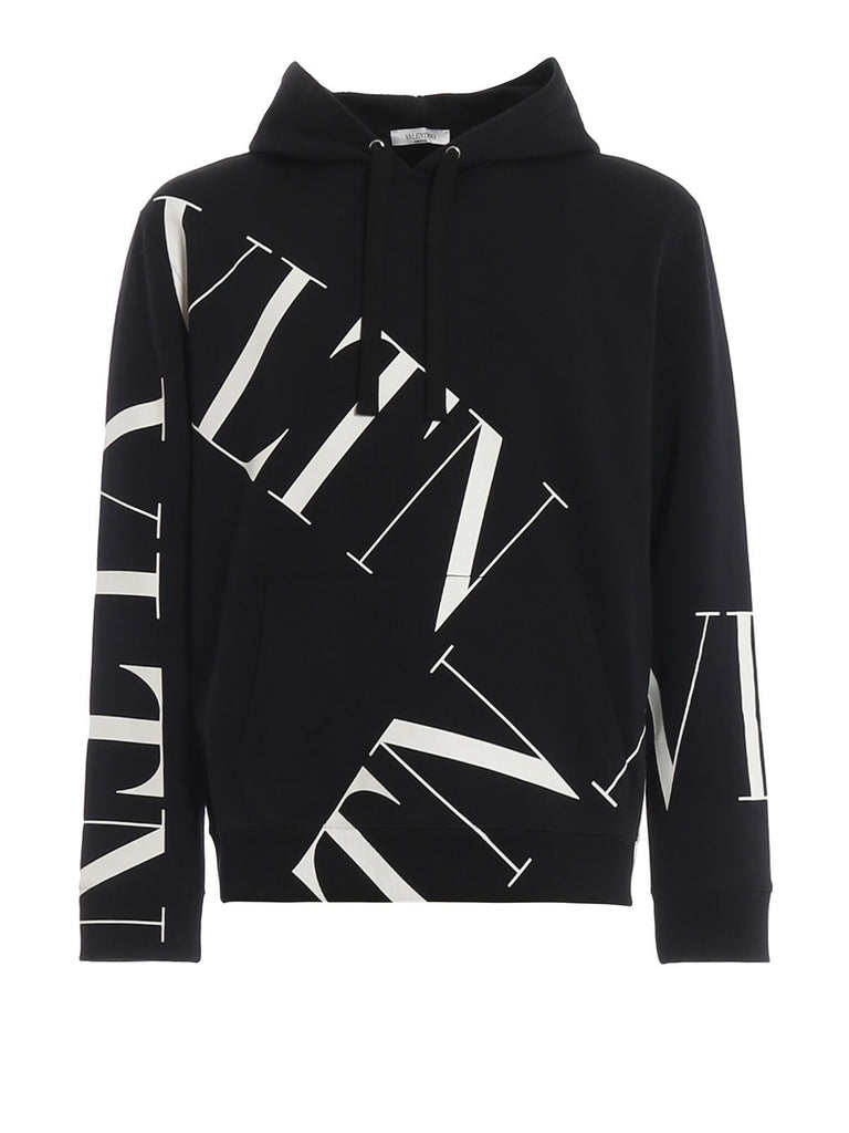 Valentino Large Grid Graphic Hoodie Black