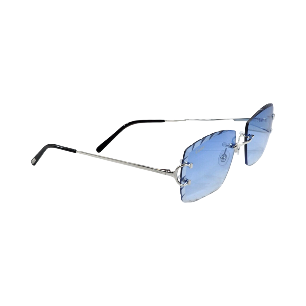 Cartier Rimless Diamond Cut Sunglasses Silver Frame