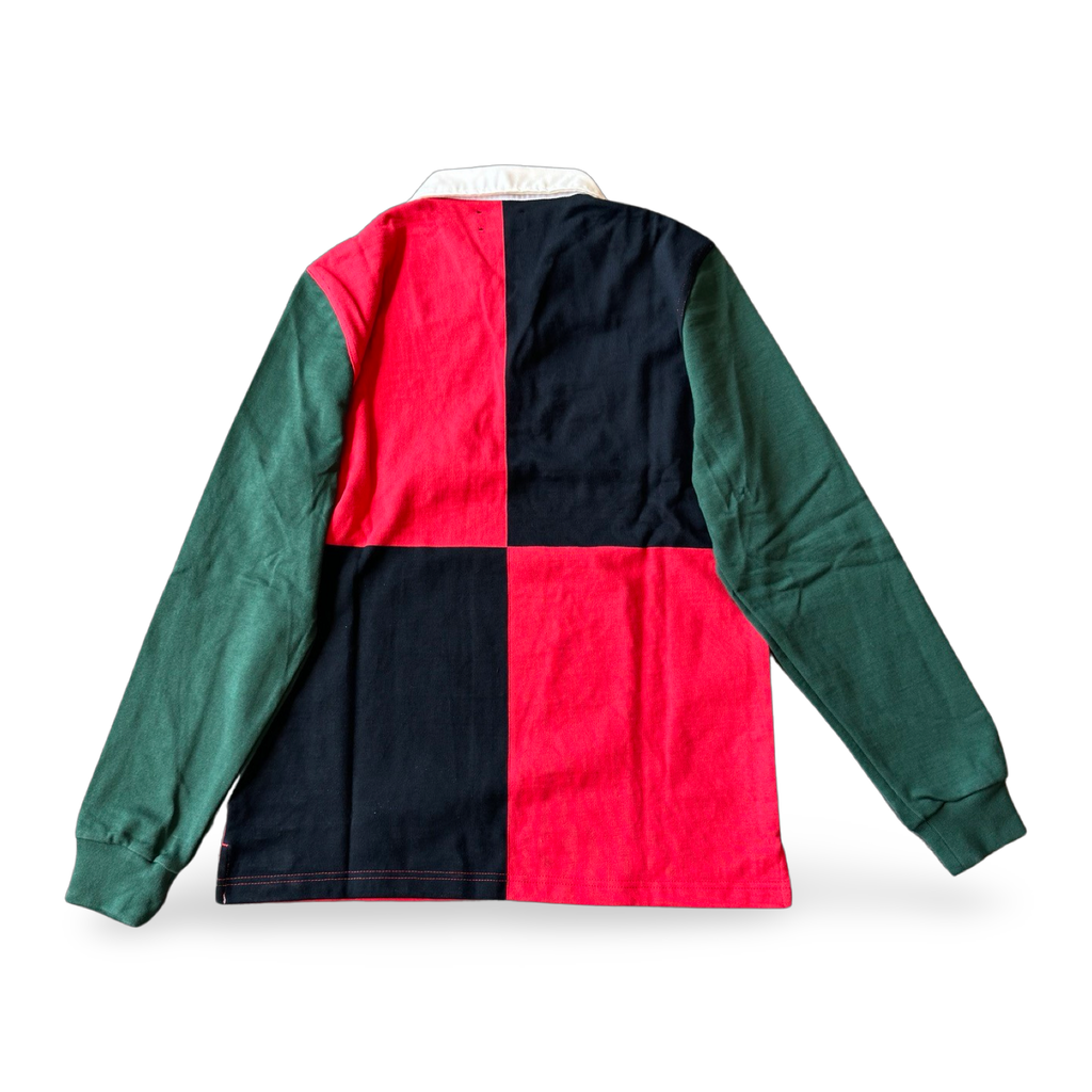 Barriers Color Block Rugby Shirt Red Black Green