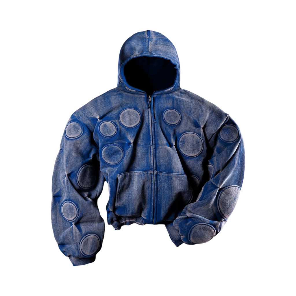 BAD SON Oxygen Padded Zip Up Hoodie Cobalt Blue