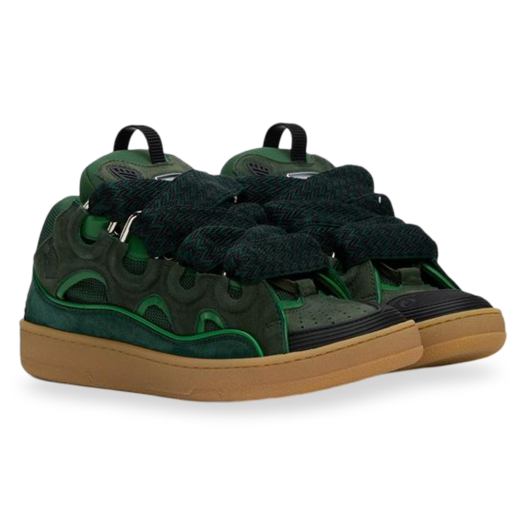 Lanvin Green Leather Curb Sneakers Gum Bottom