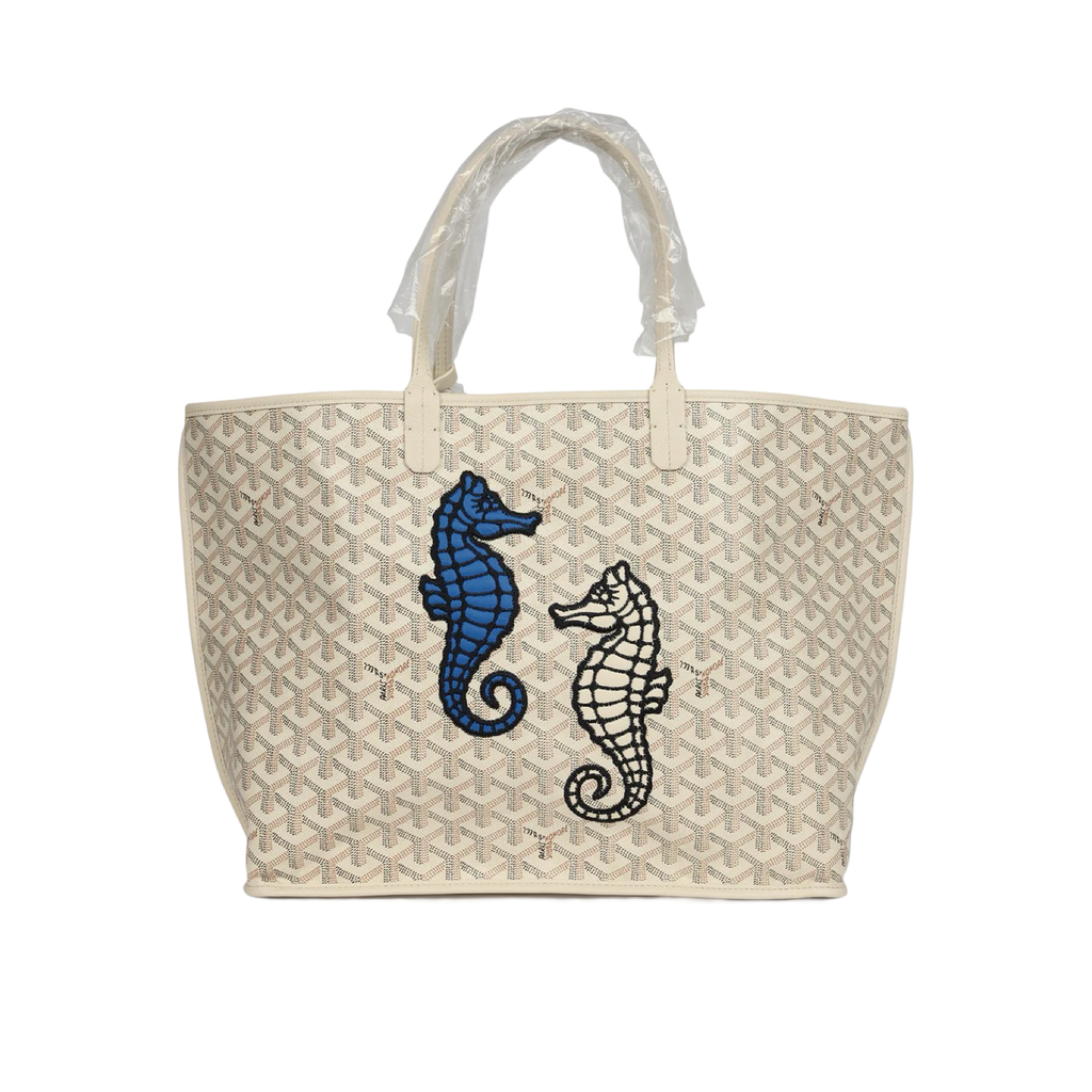 Goyard Anjou PM Seahorse Embroidery Reversible Bag Cream