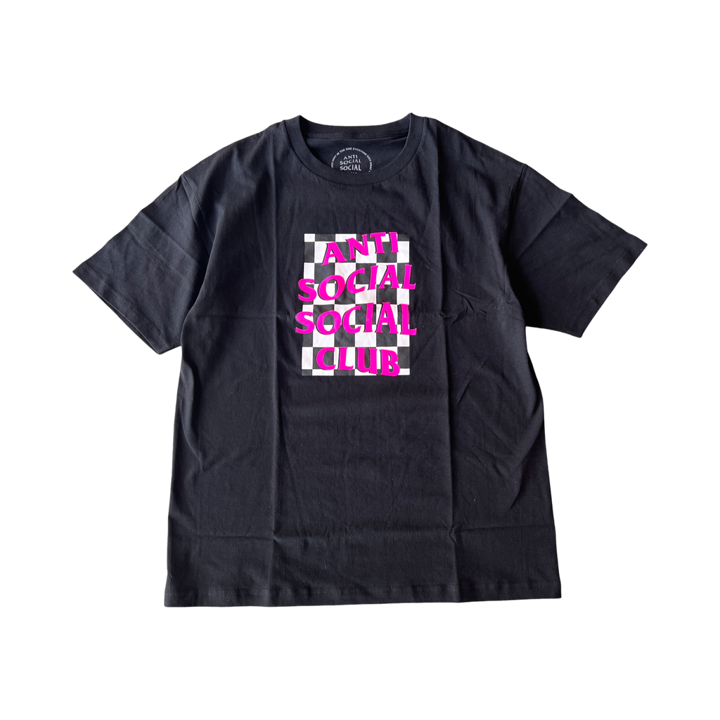 Anti Social Social Club Checkered Logo T-Shirt Black Pink