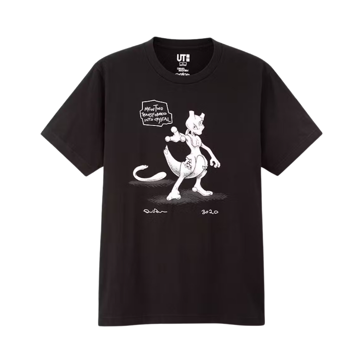 Daniel Arsham x Pokemon x Uniqlo Crystal MewTwo Tee Black Motion.