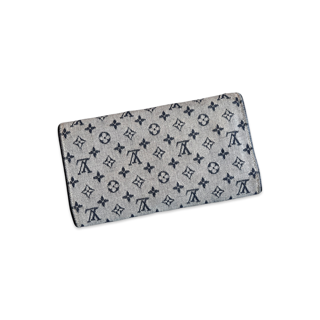 Louis Vuitton Monogram Mini Lin Porte Tresor Wallet Navy