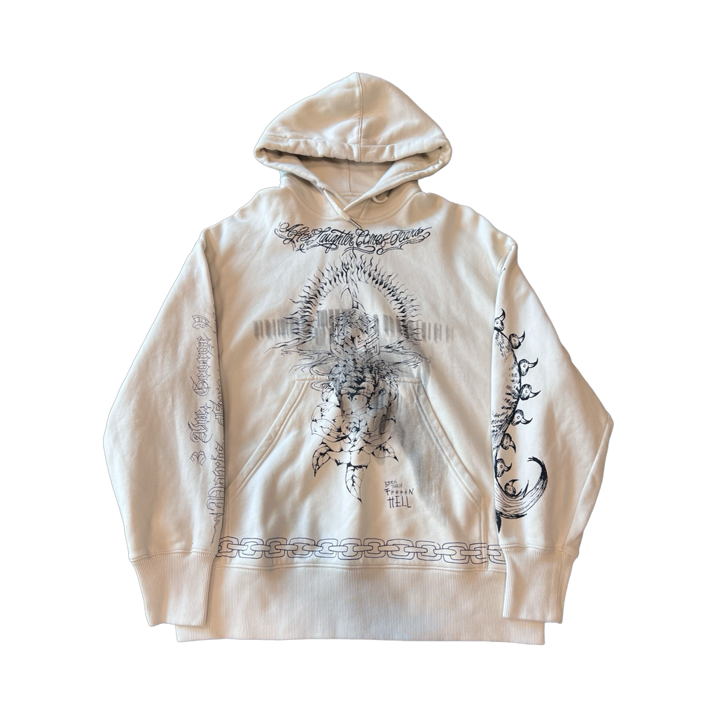 Givenchy Oversized Tattoo Graphic Hooded Sweatshirt White