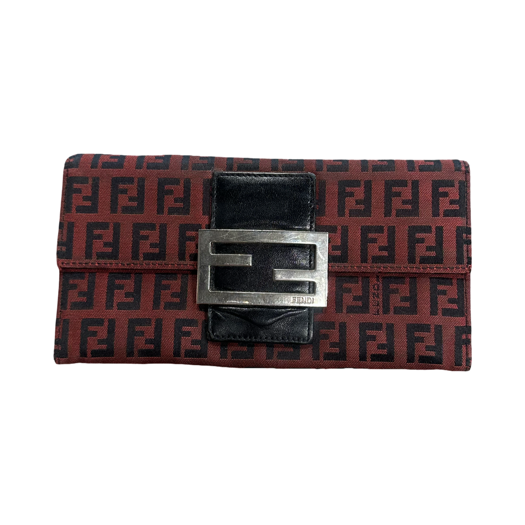Fendi FF Zucca Long Wallet Red/Black