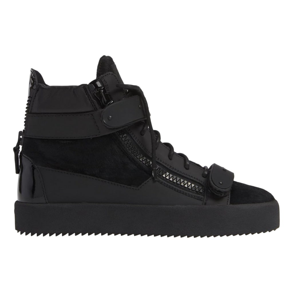 Giuseppe Zanotti Monochrome Double Strap Calf Hair High Top Black